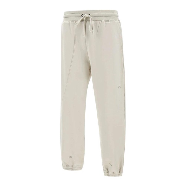 Beige Cotton Jogger with Embroidered Logos