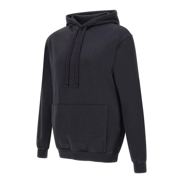 Black Cotton Sweatshirt with Hood