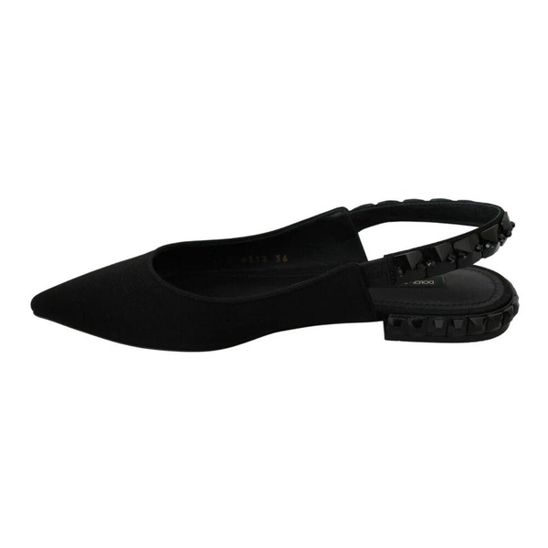 Dolce & Gabbana Sling Back Flats with Black Crystals