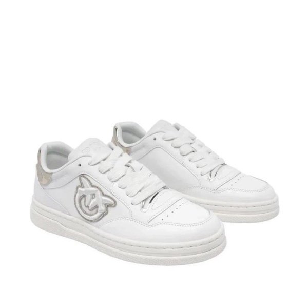 White Leather Sneakers with Love Birds Logo