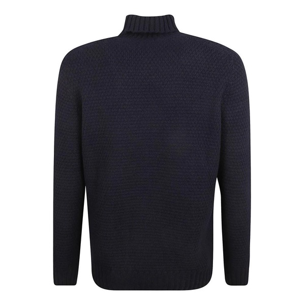 Blue Cable-Knit Roll Neck Jumper