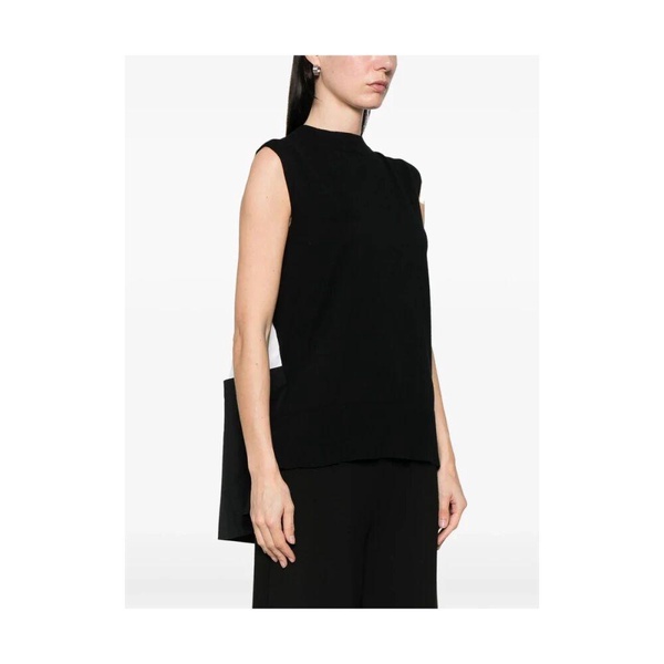 Black Box-Pleat Sweater with Rear Slit