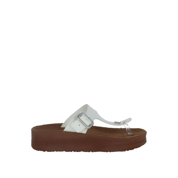 White Thong Sandal with Buckle Fastening