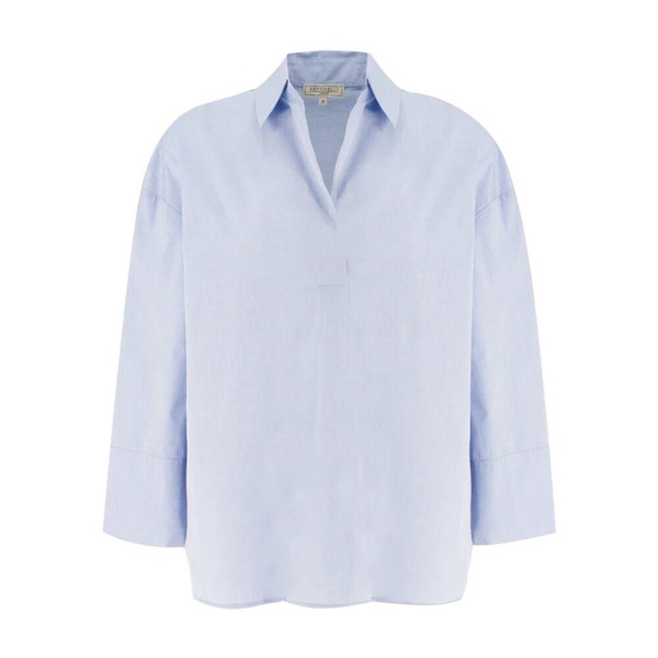 Cotton Poplin V-Neck Shirt