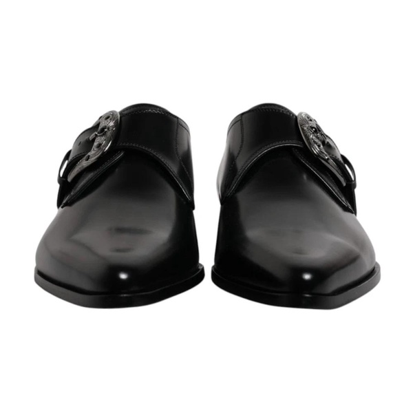 Black Leather Monk Strap Dress Shoes