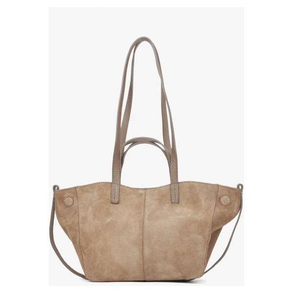 Women's Beige Handbag with Long Handles in Premium Italian Velour Estro ER00116720