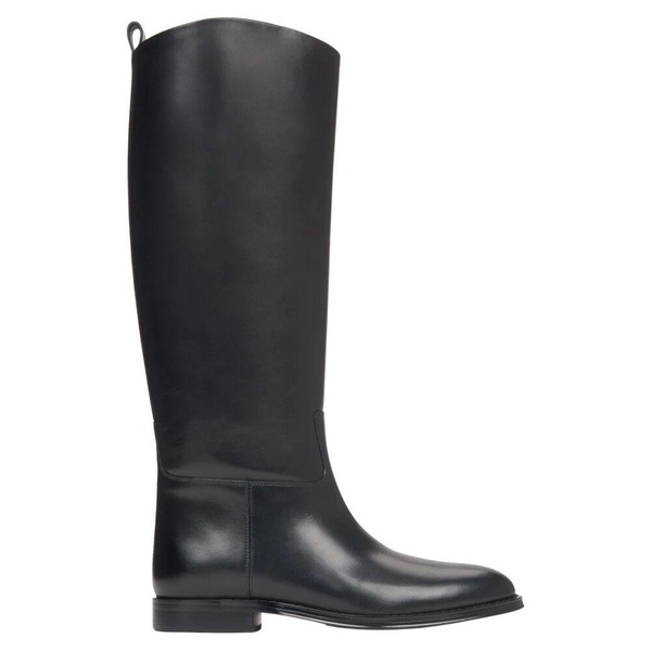 Black Knee-High Boots with Wide Shaft