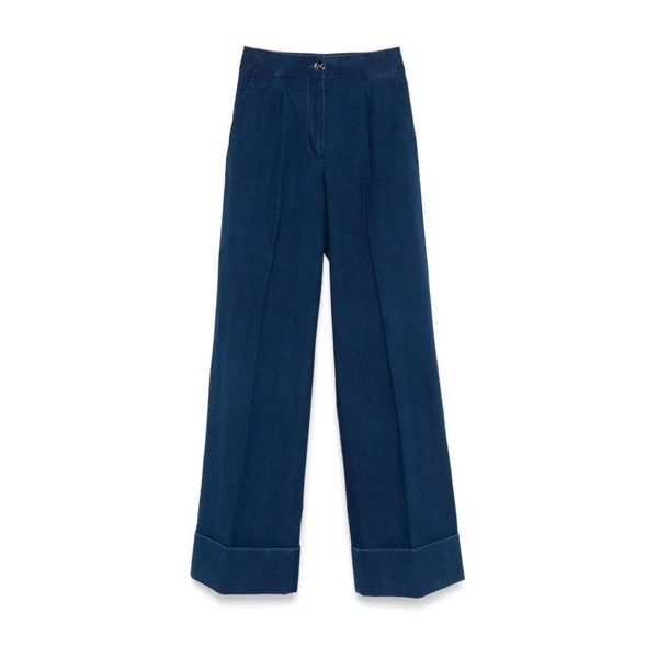 Blue Jeans Pleated Trousers Stylish Eco-Friendly