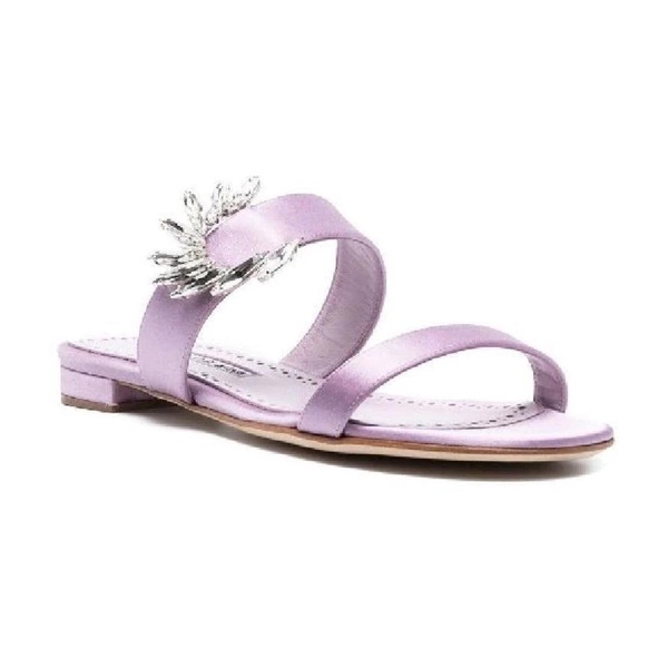 Crystal Embellished Silk Flats