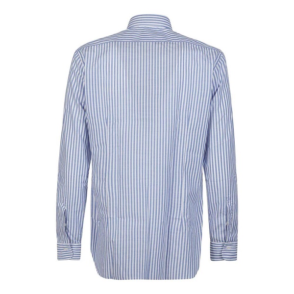 Stylish Neck Shirt in Blue and White