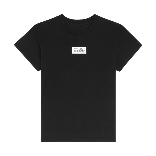 Black Cotton T-shirt with Numerical Logo