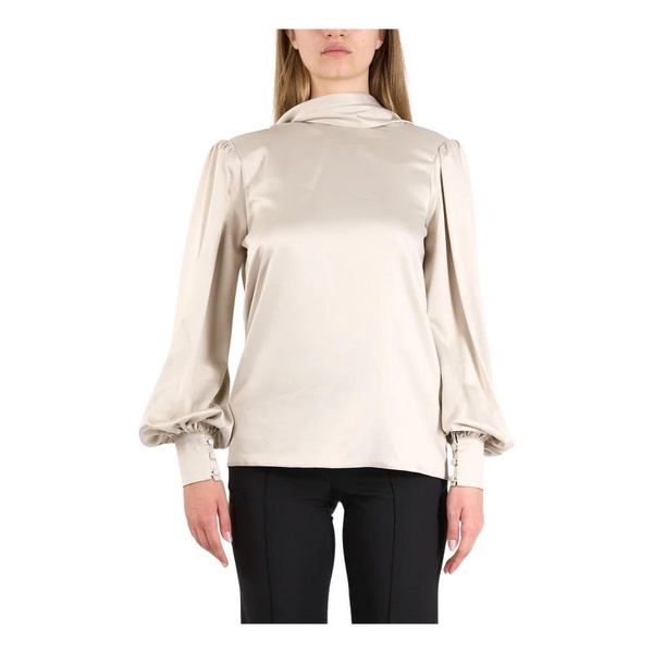 Satin Blouse with Padded Shoulders