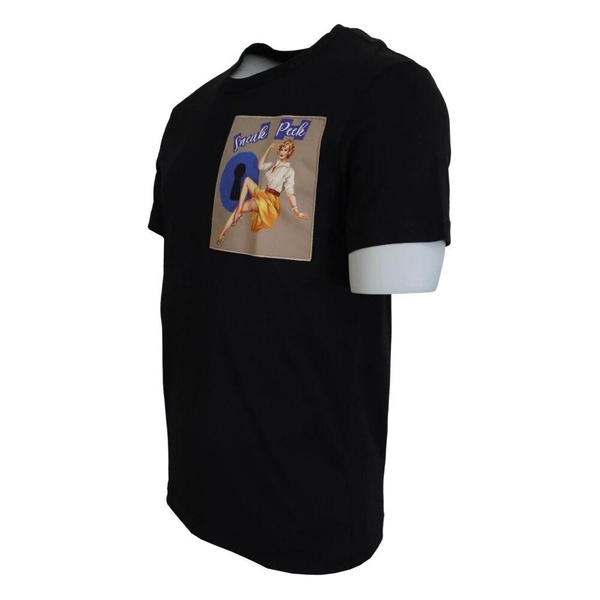 Black Cotton T-shirt with Short Sleeves