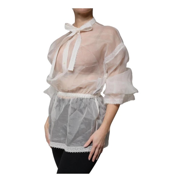 White Silk Ascot Collar Blouse