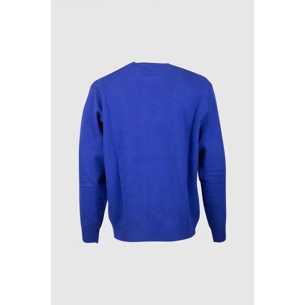 Blue Crew Neck Wool Cashmere Sweater