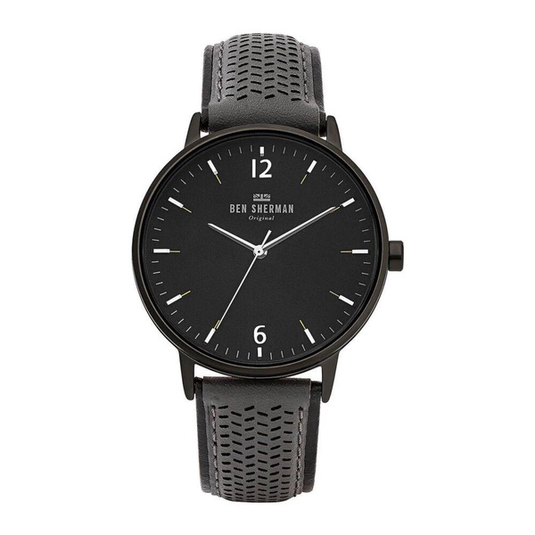 Black Leather Analog Quartz Watch