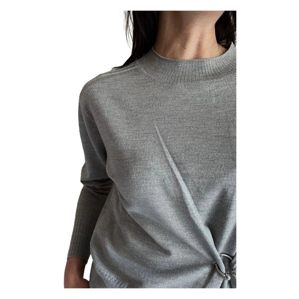 Grey Sweater with Feminine Detail