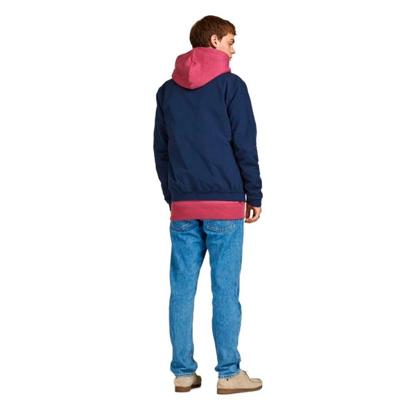 Navy Bomber Jacket with Zip Pockets