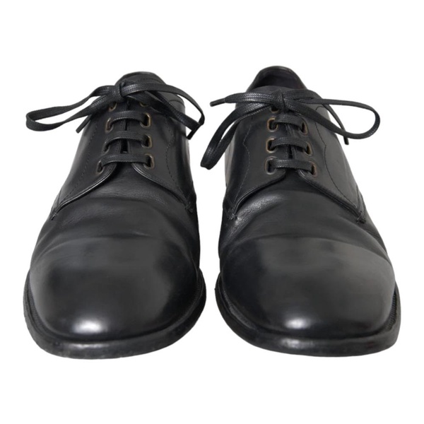 Black Leather Derby Dress Shoes