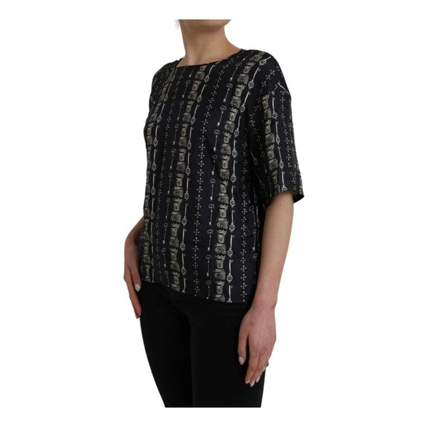 Medieval Key Print Silk Blouse