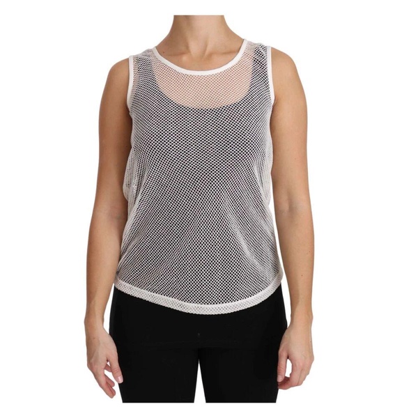White Transparent Net Sleeveless Tank Top