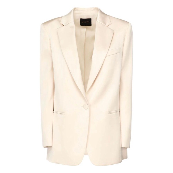 White Button Front Blazer Women