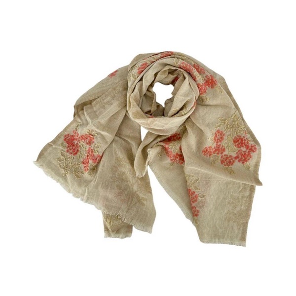 Embroidered Flower Scarf