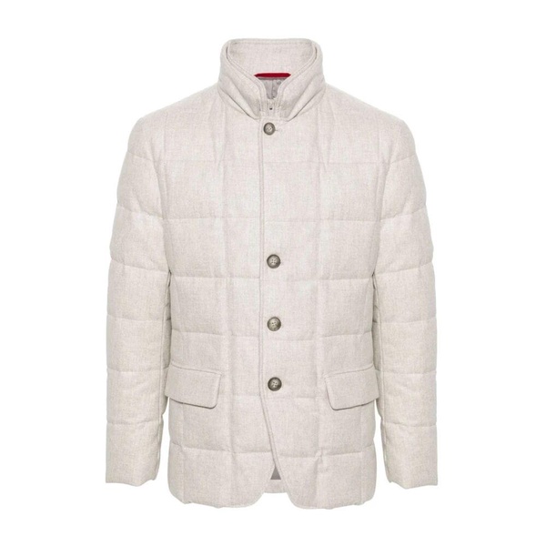 Ivory Puffer Jacket with Front Zip