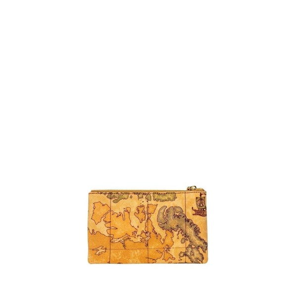 Beige Leather Zip Clutch Bag
