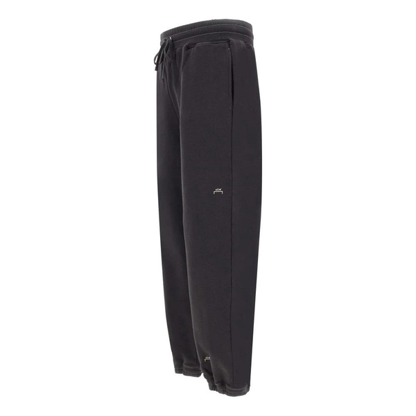Black Cotton Jogger with Embroidered Logos