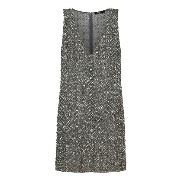 Grey Crystal Bead Embroidered Dress