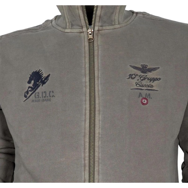 Military Aviation Cotton Sweatshirt with Embroidery in Green