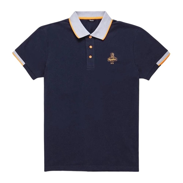 Contrasting Collar Cotton Polo Shirt