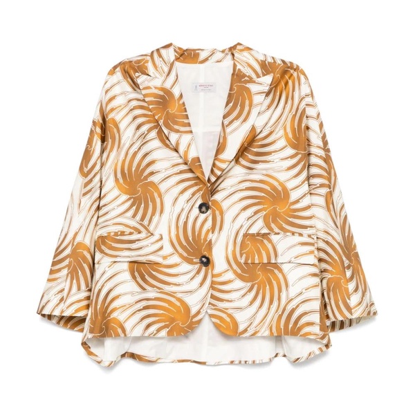 Beige Jacket with Peak Lapels