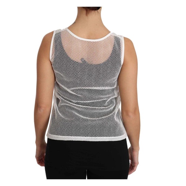 White Transparent Net Sleeveless Tank Top