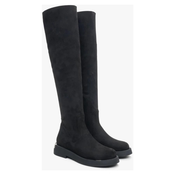 Women`s Black Velour Knee-High Boots Estro ER00113851