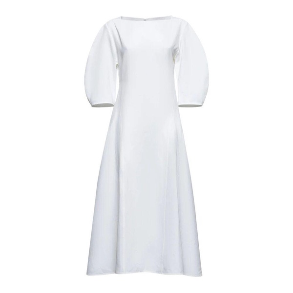 White Linen Midi Dress with Sleeves