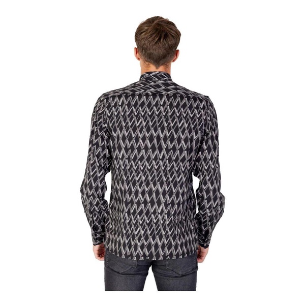 Geometric Long Sleeve Shirt Black