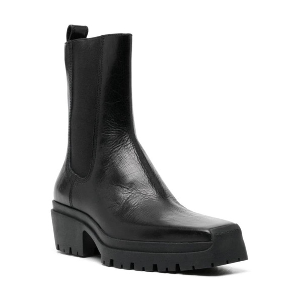 Black Moto Boots with Rubber Sole