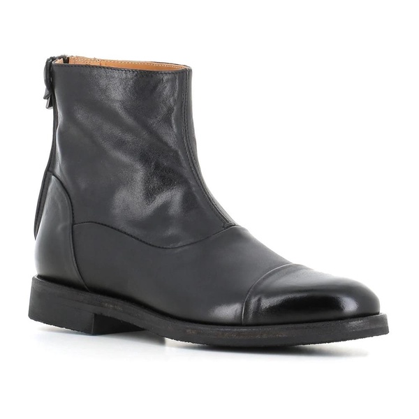 Black Leather Zip Boots Crafted