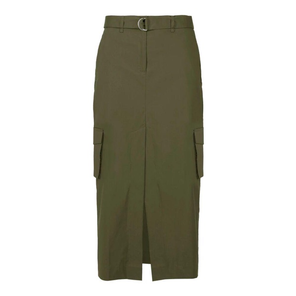 Cotton Blend Midi Cargo Skirt