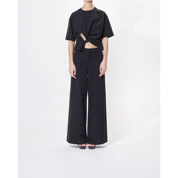 Black Cropped T-shirt with Embroidery