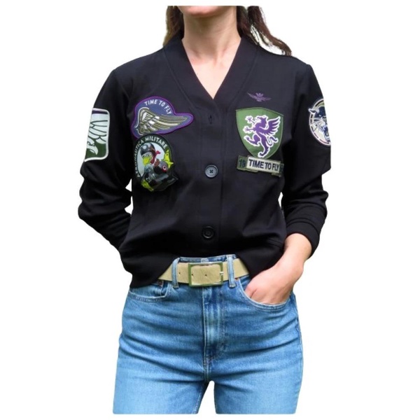 Buttoned Cardigan with Patches