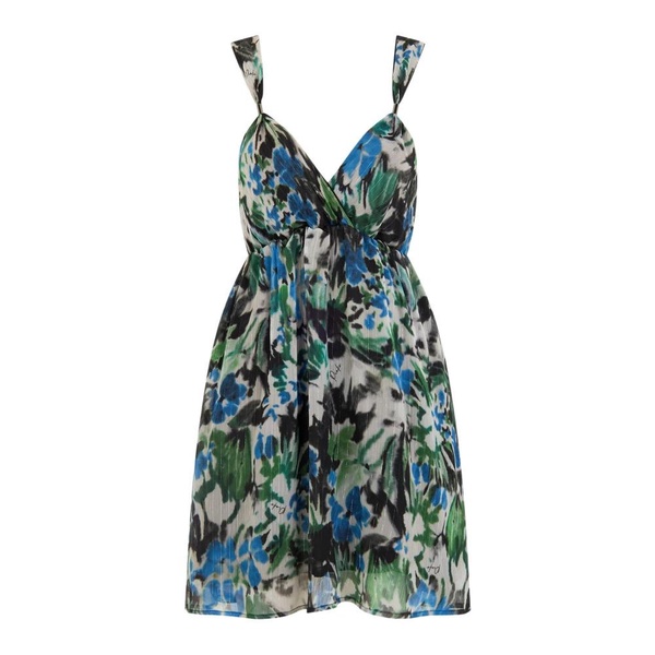 Multicolored Fantasy Dress Thin Straps V-Neck