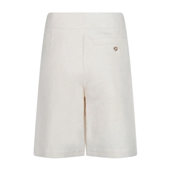 Cream Bermuda Shorts Drawstring Waist