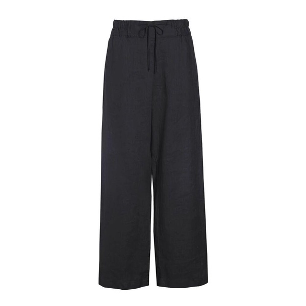 Airy Linen Wide Leg Pants Black