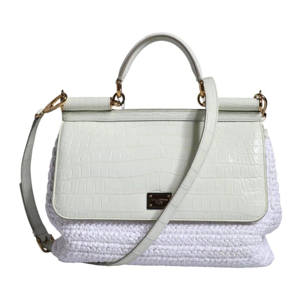 White Leather Crossbody Bag with Gold Hardware