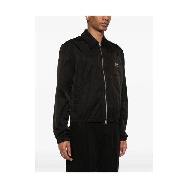 Black Zip Front Jacket Elastic Cuffs