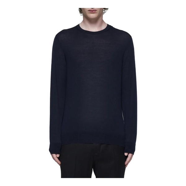 Navy Blue Wool Crew Neck Sweater