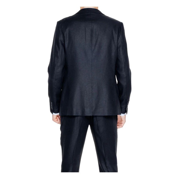 Black Linen Blend Blazer with Buttons
